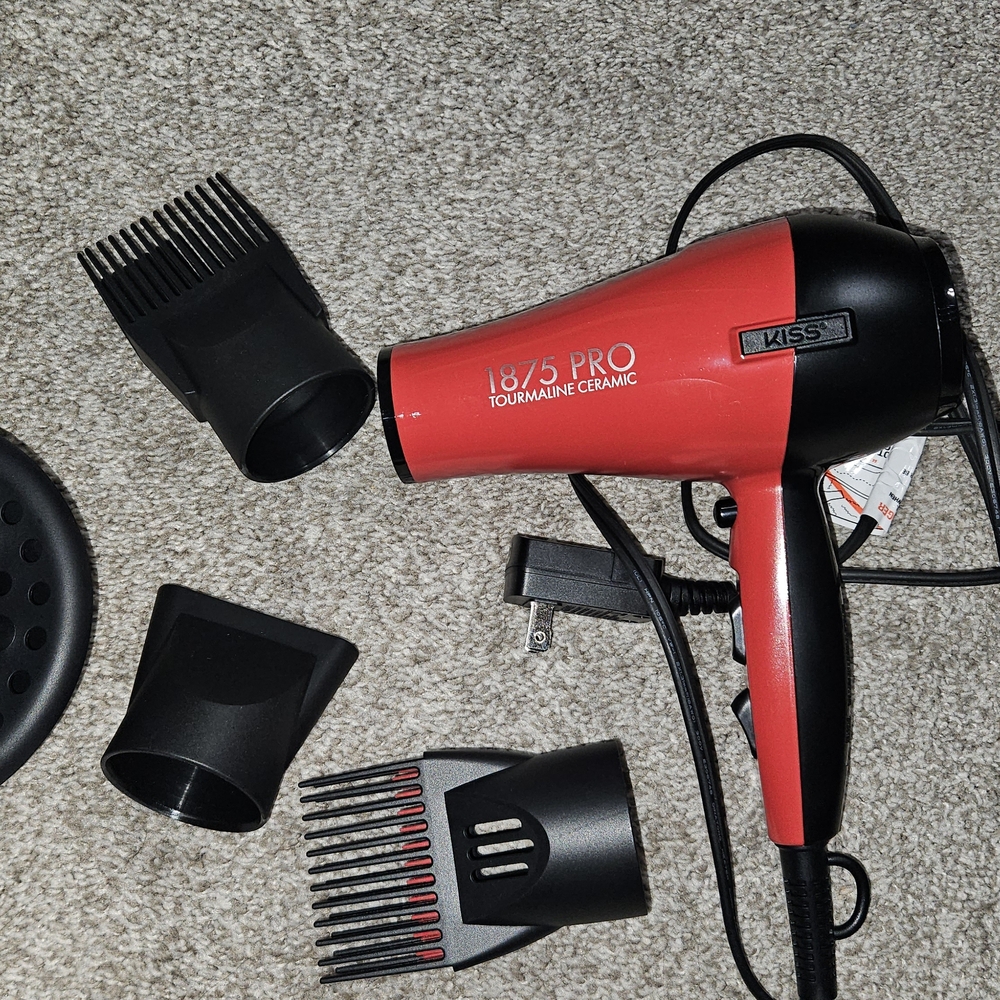 KISS 1875 Pro Tourmaline Ceramic Hair Dryer - Red and Black